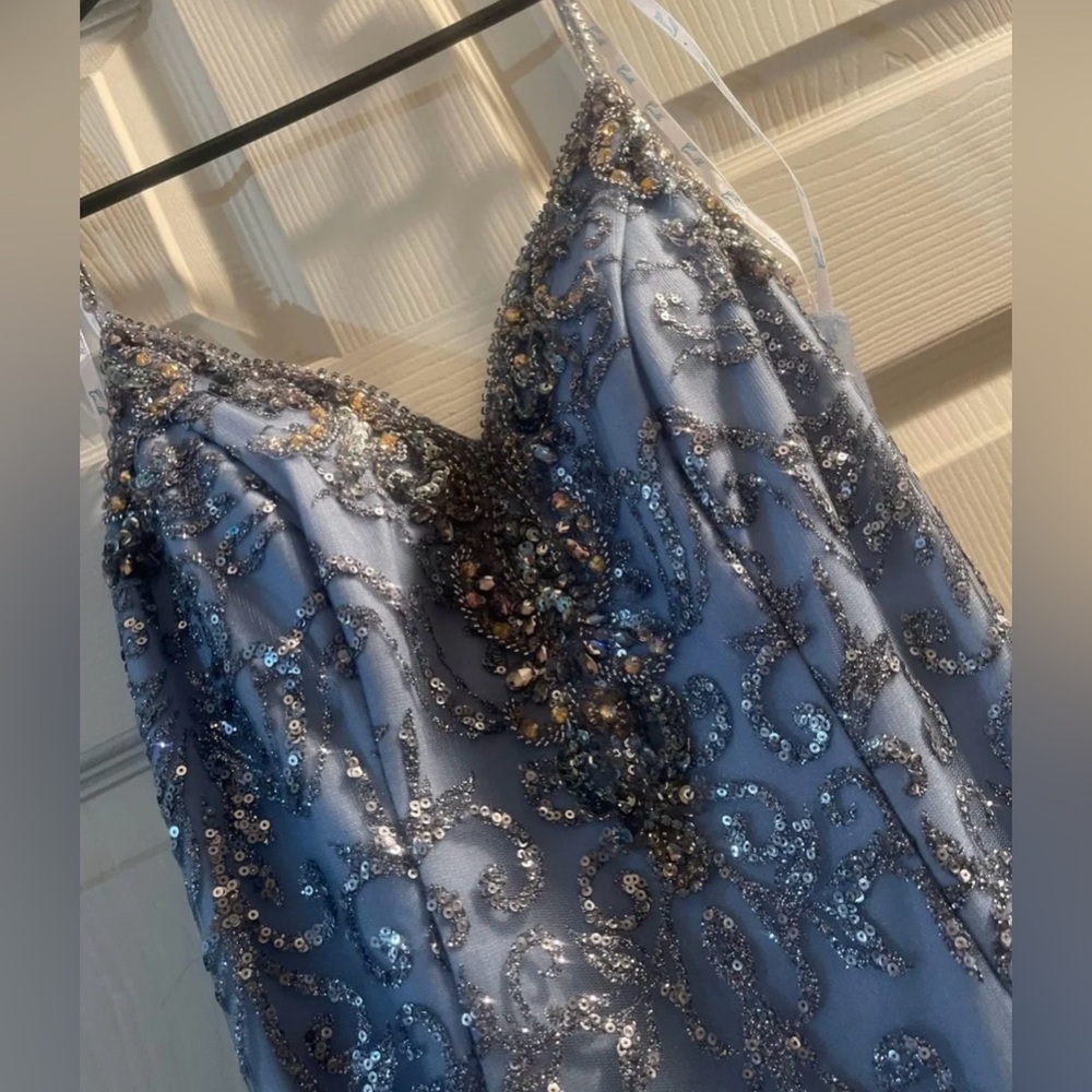 Camille La Vie blue silver Mermaid Lace Dress Prom elegant - Picture 5 of 6